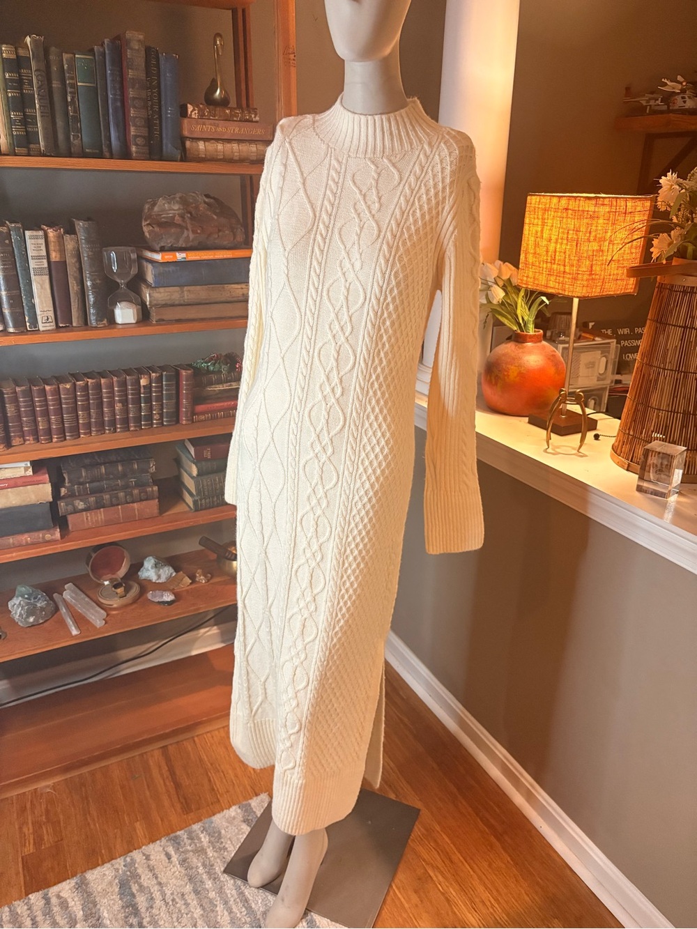 River Island Cream Cable-Knit Maxi Dress